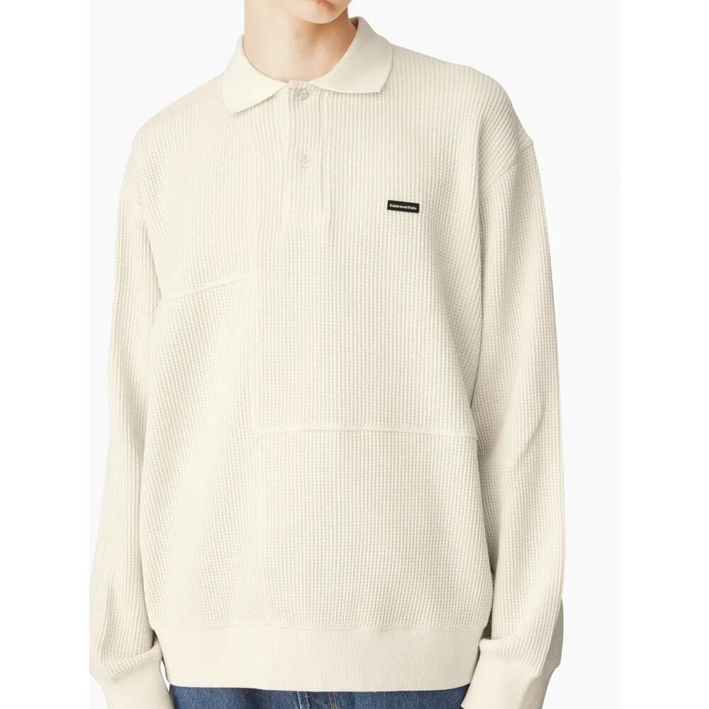 thisneverthat Waffle Knit Polo Cream Collared Thermal‎ Shirt Men’s - Size XL